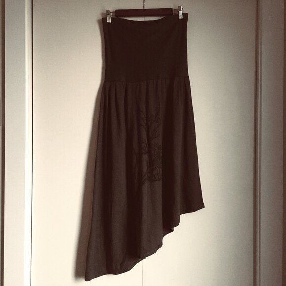 NWOT 100% Elfcore Organic Cotton Mossy Green Asymmetrical Tree Skirt - Picture 4 of 16